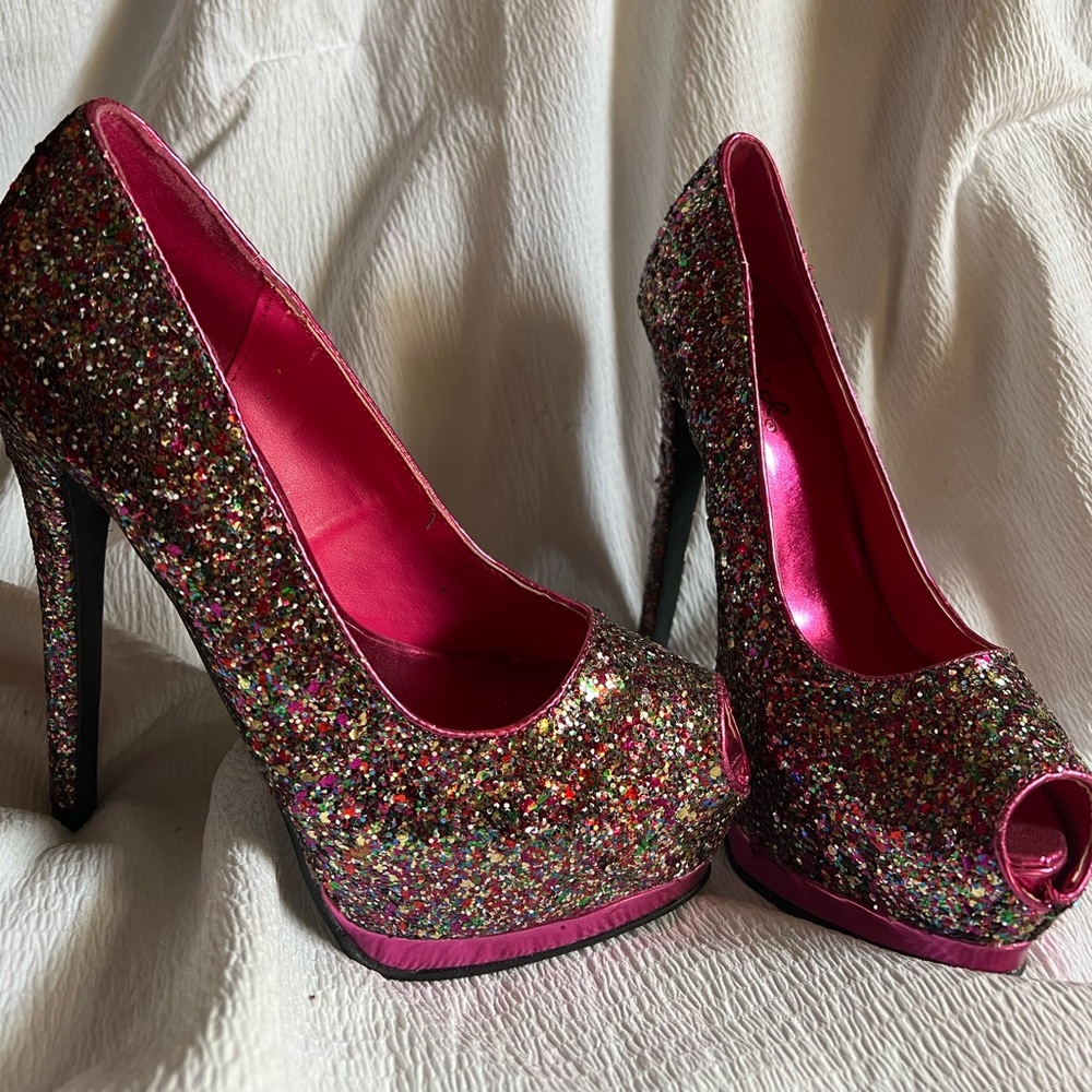 Super sparkly high heels